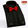 Men's Dress Shirts Wedding Dress Shirt Tailcoat French Cufflinks Shirt Mens Long slved New Top Y240514