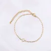 PVD Gold plattiert wasserdichtes Edelstahl -Papierklammketten rundes Zirkonia -Armband für Frauen Großhandel Schmuck