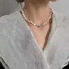 Chokers Korean Fashion Pearl Chain Halsband Kvinnor 2023 Trend smycken hjärtformad hänge halsband Bridal engagemang D240514