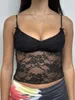 Tanks pour femmes Femmes Y2K Spaghetti STRAP LACE Frillier Camisole See-Through Halter Cami Tank Crop Shirts Summer Sorgo