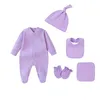 Kleidung Sets Born Footed Pyjamas Boy Strampler Langarmer Jumpsuit Wattebotte Feste weiße Mode 0-12 Monate Baby Kleidung