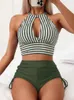 Swimwear Style de maillot de bain Femmes Femmes Push Up Up Up Up Sexe Sexy Stripe haute taille nager en bikini en deux pièces Suite d'été féminin