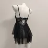 Kvinnors sömnkläder som skickar rosor 2024 fransk nattdress mesh sexig underkläder nattkläder ren sling små bröst nattklänningar