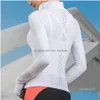 Yoga kläder grossist-rutande kvinnor långärmad körning av sport toppar mesh träning topp med tumhål vit t-shirt fitness sport droppe dhtmh