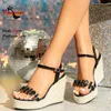 Sandalen transparante PVC Dames Wedges platform 10 cm zomer strandschoenen bling strass dames buckle hakken feestjurk schoen