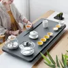 Teaware set Black Stone Tea Tray Induction Cooker Glass Electrical Kettle Sterilizing Pan Automatic Table For Kungfu Set Heavy China