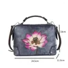 Shoulder Bags Form Vintage Hand Painted Women Handbag 2024 Genuine Leather Floral Soft Cowhide Leisure & Crossbody