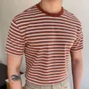 Herren Frühling/Sommer Neue Strickwege Red Stripe Wolle kurzärmelig T-Shirt SY M514 39