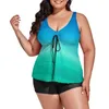 Costumi da bagno femminile blu elettrico blu tankini costume da nuoto minimalista gradiente rave rave a due pezzi da bagno dolci costieri da bagno 6xl