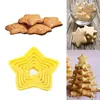 Backformen 1/2/3pcs Set Weihnachtsbaumkekse Cutter Form XMAS Plastik 3D -Jahr Biscuits Lebkuchenformform Stempel Werkzeug