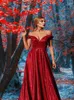 Robes de fête Lakshmigown robe à paillettes scintillantes robes de soirée sur l'épaule 2024 Vestidos Red Prom Sexy Women Dîner de mariage