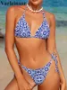 Женские купальные костюмы XS - L Printed Halter Strappy Bid Padded Bikini Wome Swimsuit Женщины с двумя частями Set Bather Count Sup Swim v5653