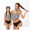 Swim Wear Child Swimsuit Parent Printed Ruffle Split Bikini Mother Daughter 54 Drop Delivery Sports Outdoors Swimming Equipment DHBWC