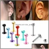Nose Rings Studs Nose Rings Studs 10Pcs Ball Titanium Stainless Steel Labret Lip Stud Chin Eyebrow Ring Bar Tragus Piercing Body Jew Dhgyr