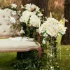 Dekorativa blommor 18 stycken hortensia konstgjorda sidenhuvuden med stjälkar för hemträdgård bröllop baby shower