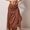 Юбки Hirigin Fashion Women Женщины Lace Long Dline Satin High Tail