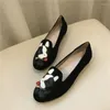 Casual Shoes Designer China Cute Metal Round Toe Loafers Suede Cartoon Flats Printed Animal Print Chain Girls 5 Kawaii Women Ladies