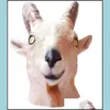 Animal Head Party Masks Antelope Goat Mask Novelty Halloween Costume Latex Fl Masquerade For Adts