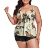 Menas de banho feminina cavalos coloridos tankini maiô de cartoon haval padrony praia de duas peças maiô moderno maiô de praia plus size 6xl