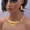 Necklace Earrings Set 24K Gold Round Two Piece Ethiopian Middle Eastern European And American Women's Jewelry Dubai Weddin
