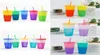10 estilos 24 oz de cor copo de copo mágico bebendo copos com tampa de palha reutilizável Cores de doces frios garrafa de água Cyz2898968887
