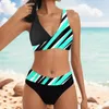 Women's Swimwear 2024 Summer High Waisted Bikinis Two Pieces Set Mixed Colors Sexy Push Up Plus Size Swimsuit Beachwear Bathing Suits