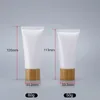 Lege witte plastic squeeze buizen fles cosmetische crème potten navulbare reis lippenbalsem container met bamboe cap pkaip jekie