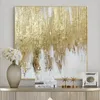 Modern decoration salon Posters on the wall Pure Hand drawn abstract oil painting on canvas gold foil picture for living room 240507
