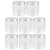 Opslagflessen 8 pc's Plastic Mason Jars Kleine Vruchten Jam Afdichtendeksel Fored Honey Pots Clear aluminium
