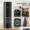 Moulin Matic Electric Mill Pepper and Salt Grinder avec LED Light Adjusiness Spice Spice Kitchen Cooking Tool 240304 Drop délivre DH4UM