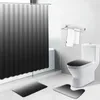 シャワーカーテンジオメトリブラックバスマットモロッコクラシックバスルーム装飾入浴スクリーンノンスリップラグトイレの蓋カバーカーペットセット