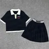 Lettre brodée Polo Polo jupes Two Piece for Women Designer Knits T-Shirt Top Robe Casual Suit