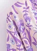 Vintage Purple Floral Boho Kimono Short Robe Baddräkter kvinnor mode Batwing ärmar Rayon Bohemian Bikini Cover Ups Beachwear 240508