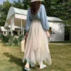 Jupes Femmes Vintage punk plissé élastique haute taille une ligne en maillage midi jupe gothique irrégulière en tulle streetwear robe de bal F137