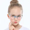 Occhiali da sole Fashion Silicone's Silicone Anti-Blue Glasses TR90 Simple Flat Light Goggles Round Square Frame Boy Girl Sport Reading