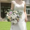 Декоративные цветы белая фиолетовая роза искусственная для домашних комнат декор свадьба свадьба