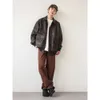 American brown jeans for men young people. Loose, straight, street, high and slim casual pants. Student long pants