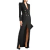 Robe de soirée noire printemps or Double Pinted Femmes Long Jacket Suits pour femmes Prom Invité Forme Forme Robes Fabriquées Blazer 260R