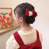Hårtillbehör 2st Red Golden Velvet Bow Hair Clips For Kids Girls Plaid Bowknot Hairpin Barrettes Christmas Ny Year Baby Hair Accessories