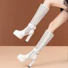 Boots Thigh High Platform Pumps Shoes Women Genuine Leather Heel Knee Female Round Toe Gladiator Sandals Casual