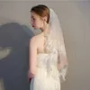 Cabelo de casamento Jóias de jóias Casamento de renda de noiva para 2 camadas Aplique a cintura curta véu de noiva com véus de tule macio de pente