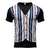 2024 Summer Men's Fashion Casual Leave Two Slim Fit Shirts V-ringknapp Henry T-shirt M514 35