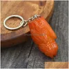 Party Favor Creative Simation Food Key Chain PVC Model Soft lijm nep gestoofde varkensbuik Belly Roasted Chicken Ring Gift RRA847 Drop Dhkub Dhkub