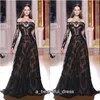 Black Lace Zuhair Murad Evening Sukienki długie rękaw w roli Line Even Even Every Suknie Vestido de Festa Longo Haute Couture Ed11 248y