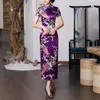 Vêtements ethniques Chinois National Cheongsam Notons Boutons Satin Slim Slim Fit Summer Summer Qipao Soirée Robe de mariée