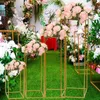 Decorative Plates 4 Piece Set 40/60/80/100cm Gold Metal Tabletop Flower Rack Prop Geometric Column Vase Stand Wedding Celebration Party