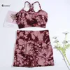 Active Sets CHRLEISURE 2/3PCS Tie Dye Yoga Set Seamless Sports Suit For Women Elastic Gym Athletic Fitness Outfit Outdoor Running Sportswear