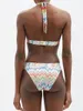 ColorBlock Rainbow Striped Bikini Set Fashion Swimsuit Backless Women's Clothing Beach Style Deep V Neck Bathing Suits Sexy