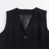 Zar Springsummer Womens Wear Button Decoration Slim Fit VNECKELEVELESSABEN TUND TOP WEST MAST 240513