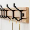 Hooks Home Storage Household Products Wall Mounted Coat Hook Wooden Rack Clothes Robe Towel Hanger Hat Bag Living Bedroom